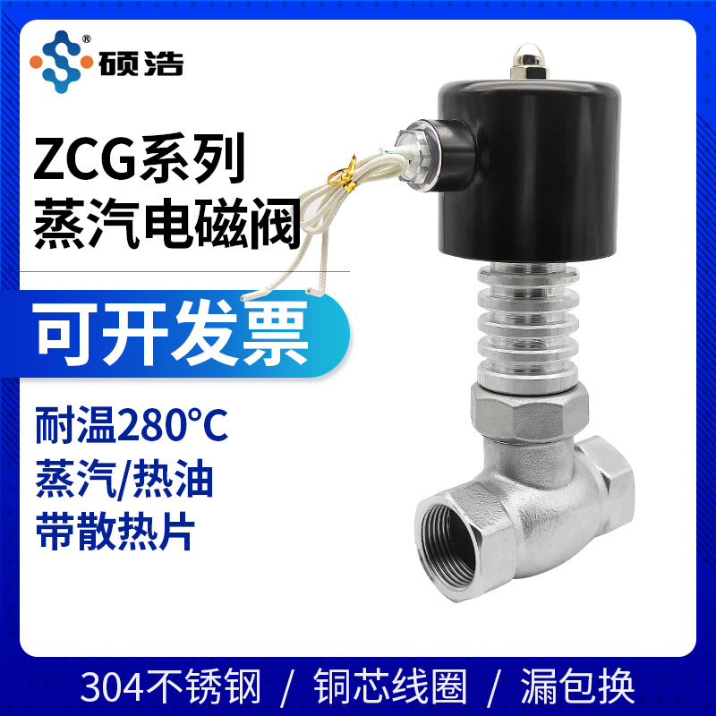 ZCG耐高温蒸汽电磁控制阀220V24V散热管道导热油46分1寸DN152025
