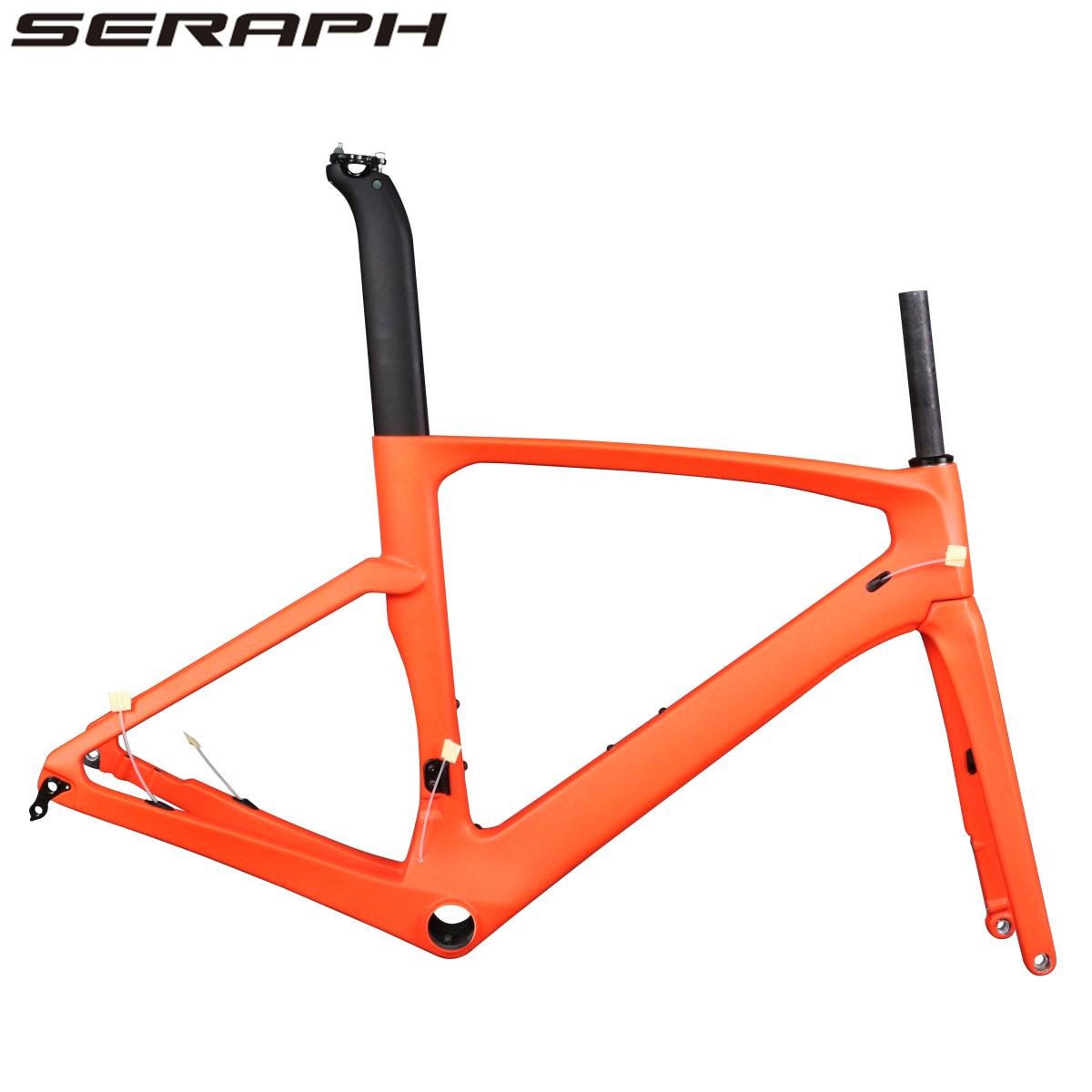 碳碳SERAPH品牌X30橙色碟刹碳维纤公路车架全碳纤维自行车架