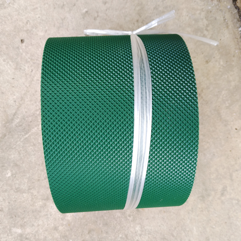PVC传送带绿色耐磨钻石纹流水线输送带 小型防滑爬坡环形工业皮带
