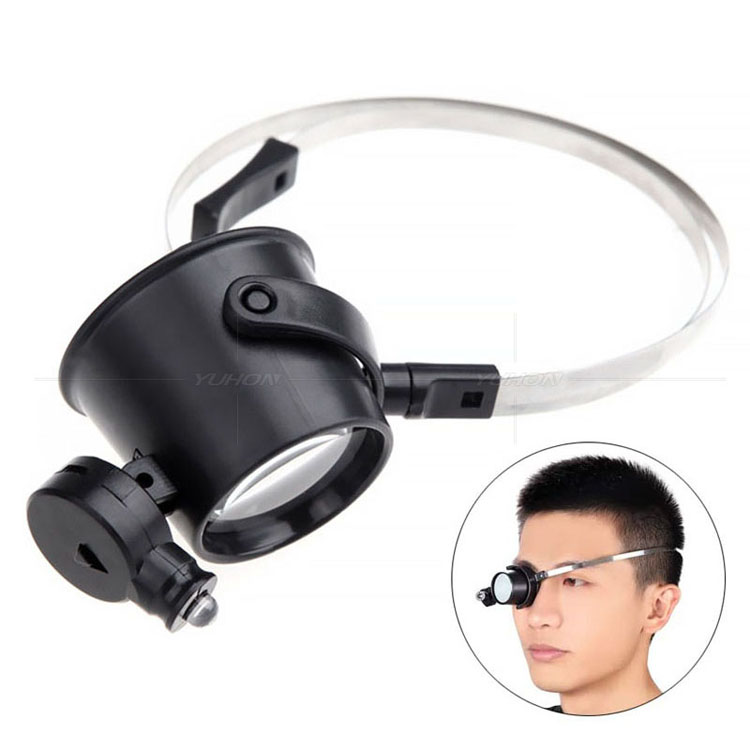 正品15倍头戴式单眼修表眼戴式放大镜带LED灯鉴定专用手表钟表维修工具高清戴在眼睛上的