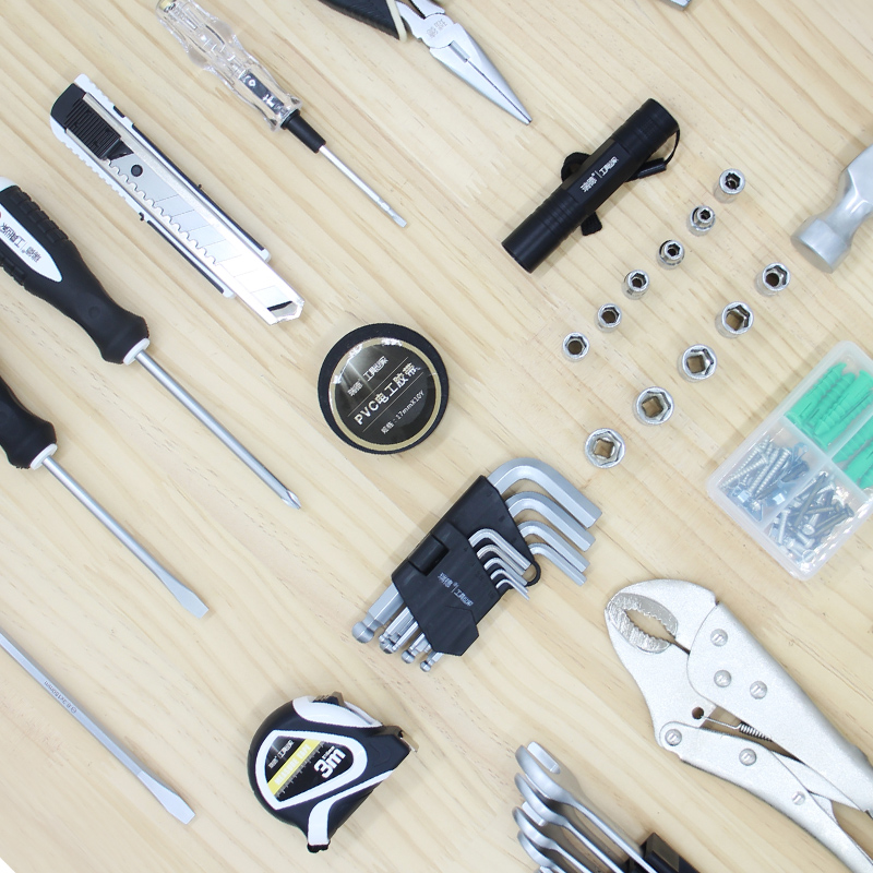 促销家用工具箱套装日常维修五金家庭常用锤子扳手螺丝刀钳子修理