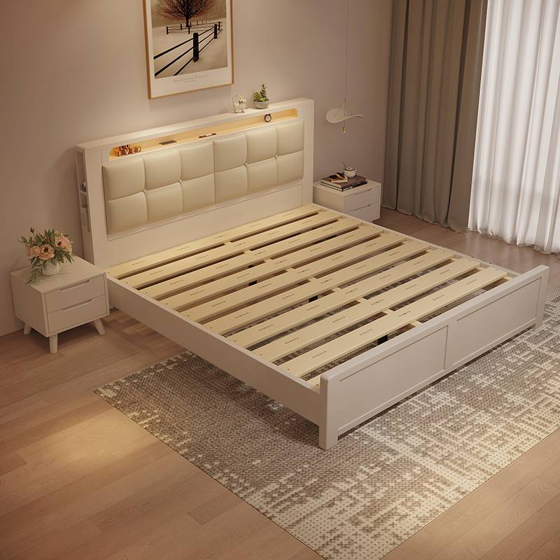 北欧现代简约实木床1.8米收纳双人床1.5气压床高箱收纳箱体主卧