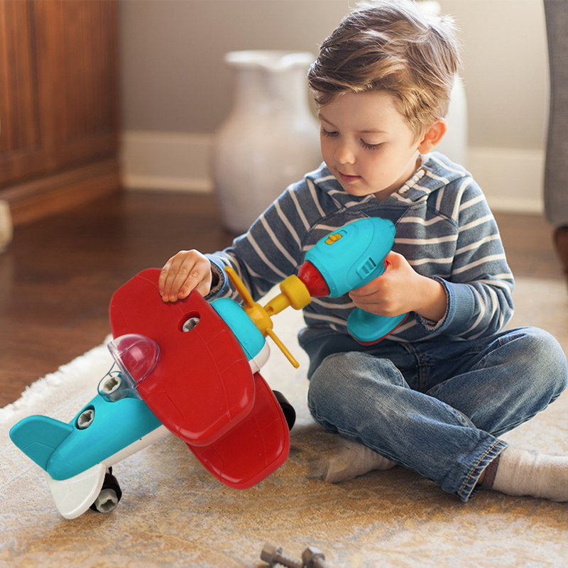 北美BATTAT男生拆装组合玩具螺母电转玩具螺丝拧儿童工具箱飞机