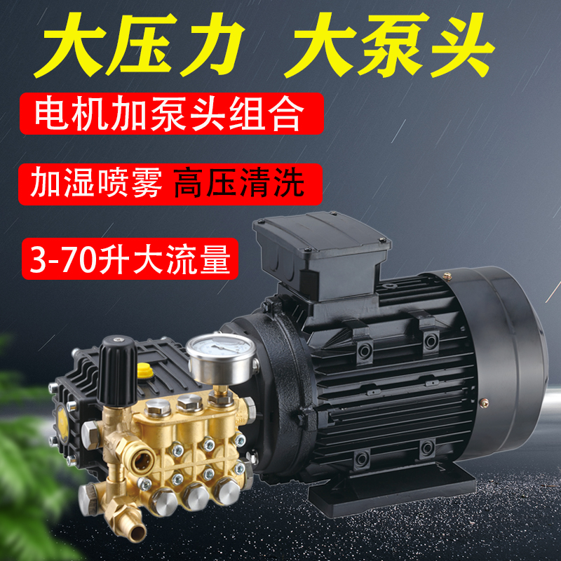 超高压清洗机泵头220/380V商用自助洗车机加湿造雾电机加泵头打药