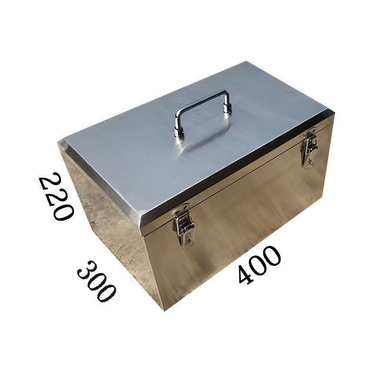 304不锈钢工具箱手提式白钢收纳箱带锁扣五金维修大号工具收纳箱