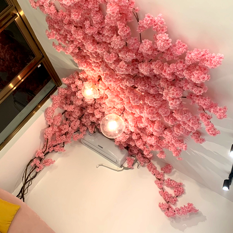 仿真花日式樱花树空调管道室内仿真树客厅吊顶婚庆假树网红墙装饰