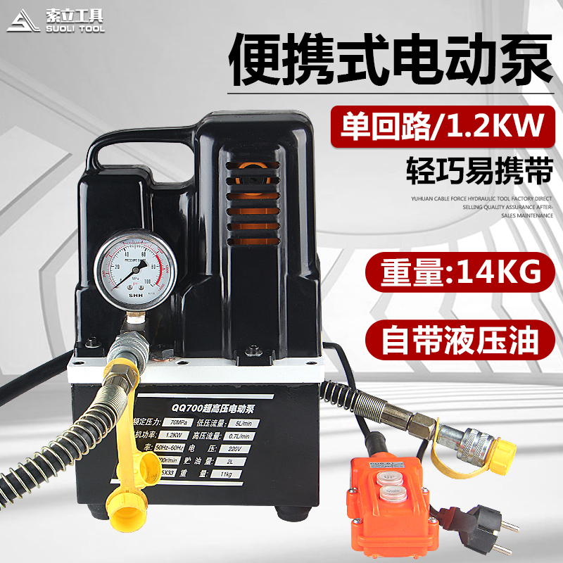 QQ700小型电动液压泵站超高压油压泵电磁阀液压机油压机脚踏油泵