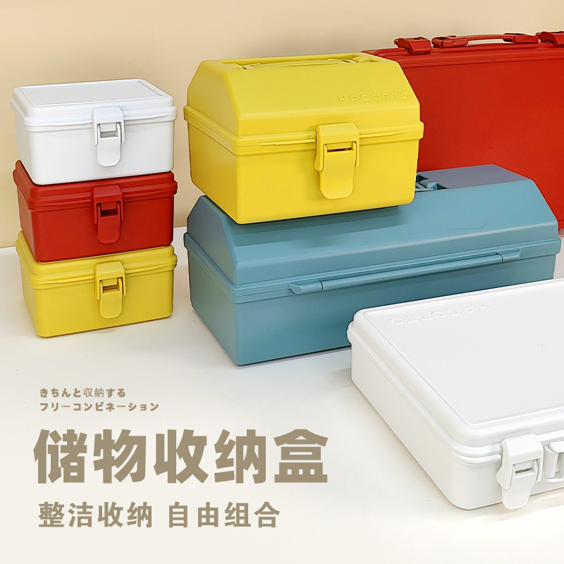 天马株式会社手提工具箱百宝箱药盒手作红色整理盒塑料零件收纳盒