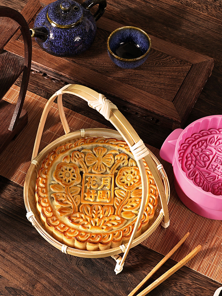 中秋月饼模具中式一斤大月饼手压式半斤广式模型印具家用烘焙工具