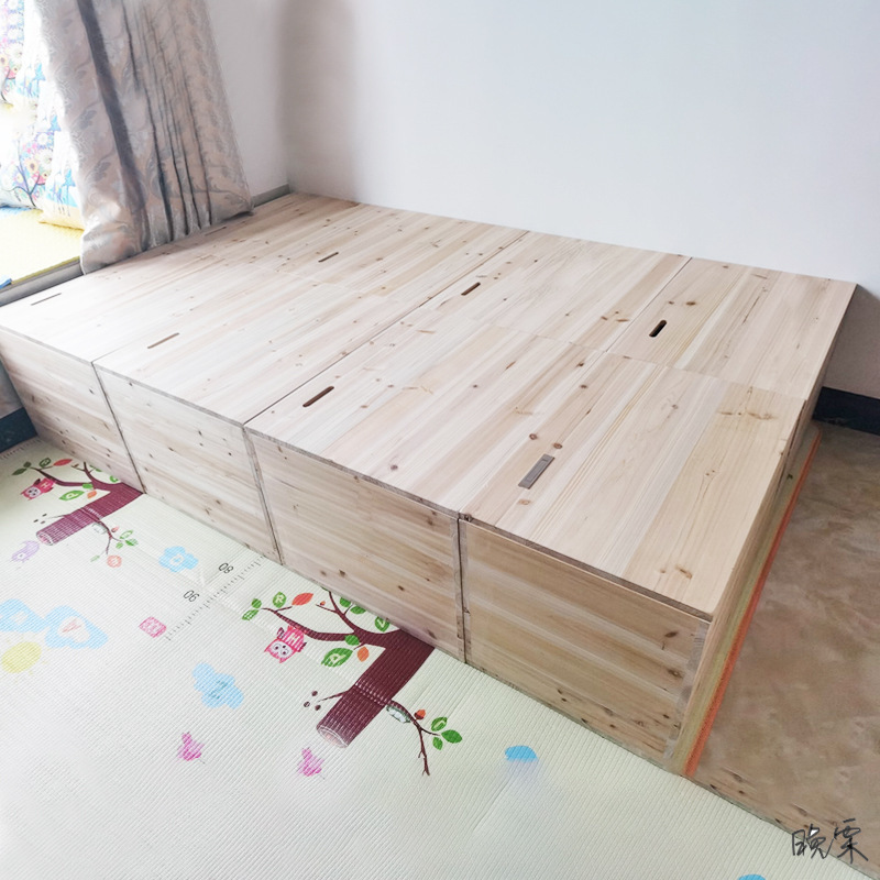 拼接床箱体高箱拼床飘窗柜收纳储物箱小户简约加宽实木承重组合