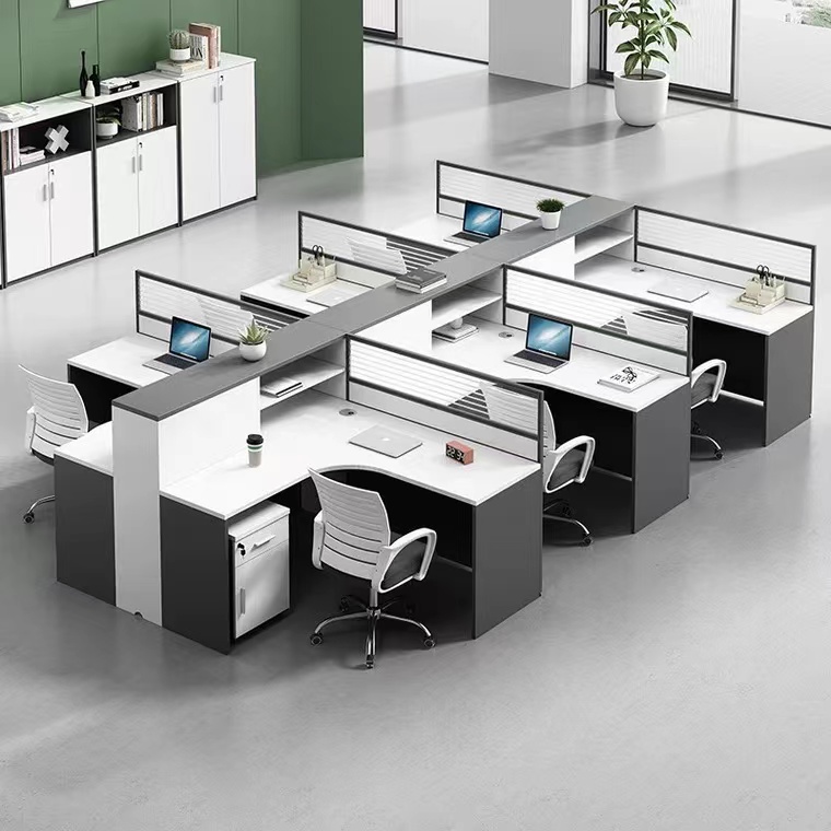职员办公桌椅简约现代组合桌十字型卡座办公室电脑桌屏风员工桌子