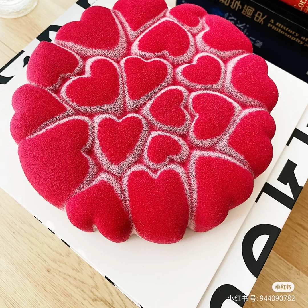 7寸圆形立体心形矽胶法式慕斯蛋糕模具硅胶烘焙用具法甜 爱心