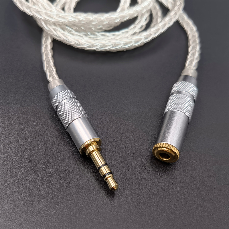 高端HIFI无损耳机延长线8股镀银3.5公对母支持耳麦二合一直播加长