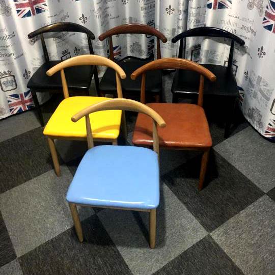 北欧牛角椅子家用餐椅复古铁艺凳子靠背椅奶茶店餐厅面馆快餐桌椅