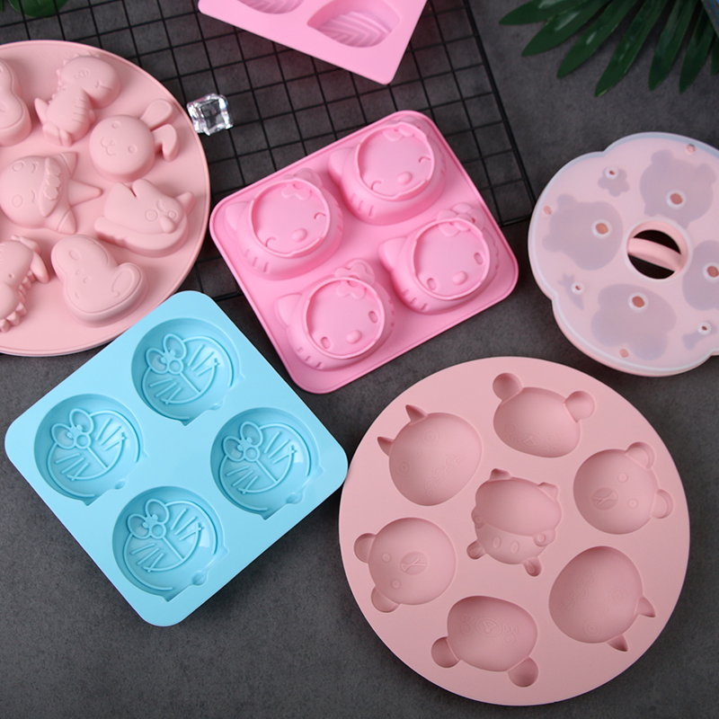 手工白凉粉卡通造型硅胶模具儿童辅食钵仔糕蛋糕果冻布丁米糕模型