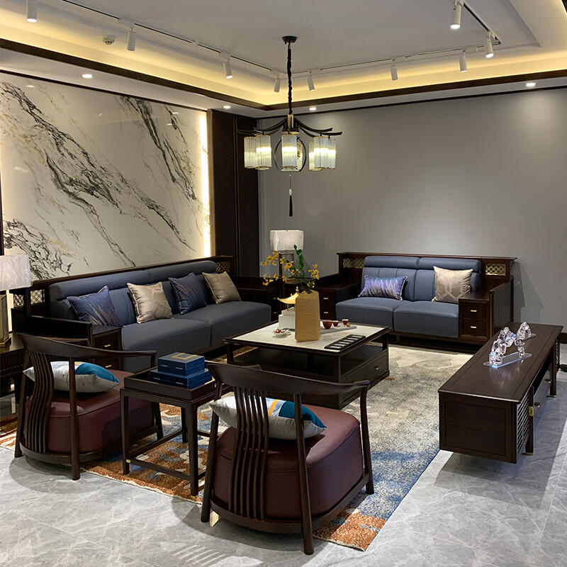 新中式实木乌金木沙发组合简约客厅禅意定制大小户型别墅高端家具