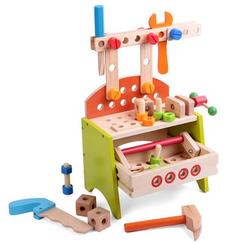 正品外贸多功能工具台儿童螺母组合拼装玩具 拆装工具箱 木质形状