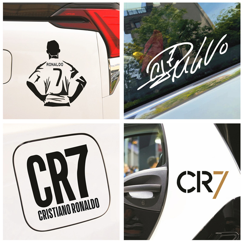 C罗个性创意足球汽车贴纸CR7油箱盖车身划电动车贴尤文罗纳尔多