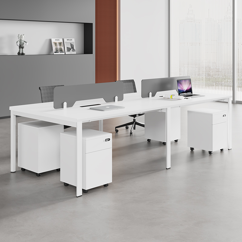 白色职员办公桌椅组合加厚钢架员工桌卡座简约现代办公室办公桌子