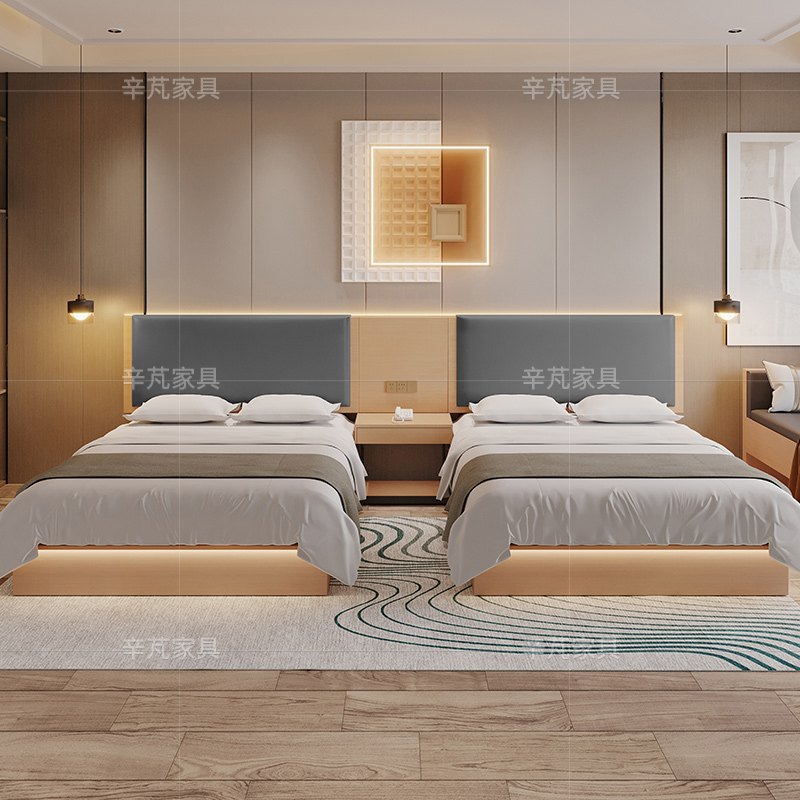 酒店家具标间全套民宿客房双床定制专用床箱全季如家五星级宾馆床