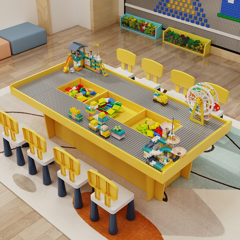 儿童多功能积木桌太空沙桌商用凹槽沙盘玩具桌大号娱乐区手工桌