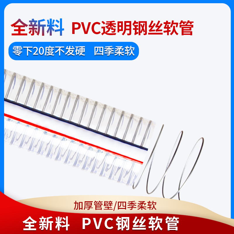 PVC钢丝软管油管 透明软管加厚高压防爆带钢丝水管塑料2寸钢丝管