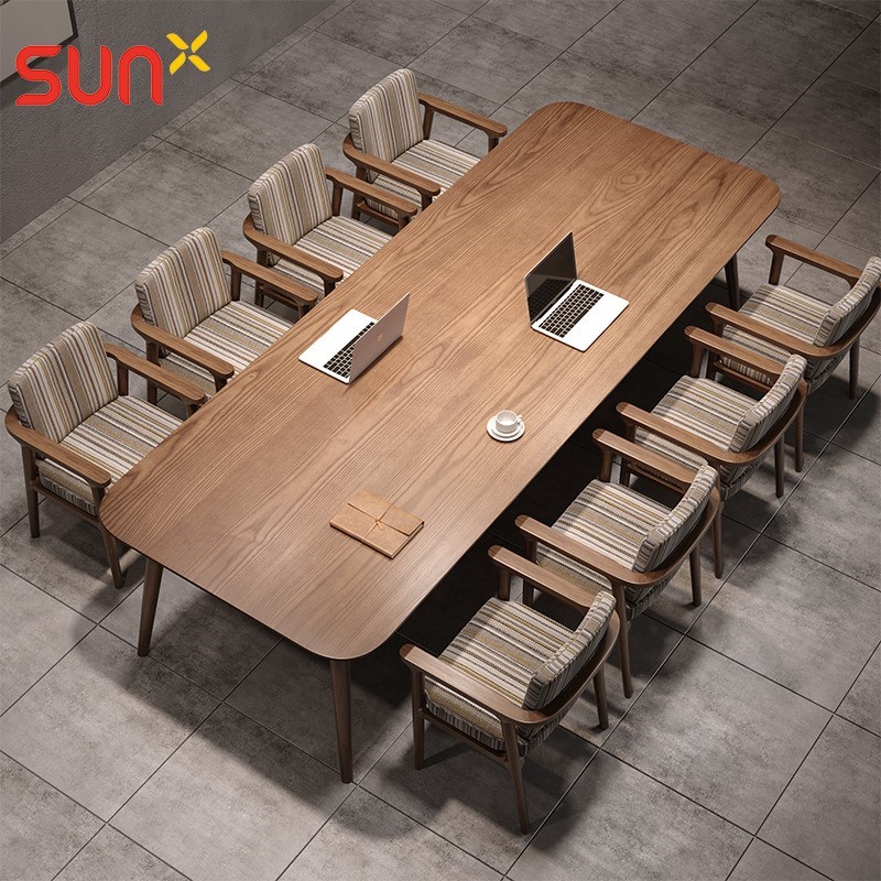 简易实木会议桌长方形工作台商用大板木桌子长条桌简约办公桌