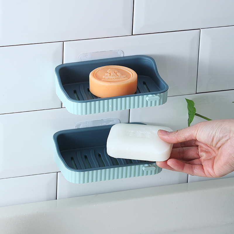 双层沥水肥皂盒家用卫生间吸盘壁挂式香皂盒浴室免打孔香皂置物架