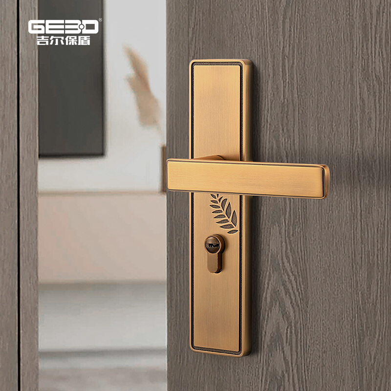 吉尔保盾新中式门锁室内卧室房间门锁古铜色磁吸静音锁锁具门把手