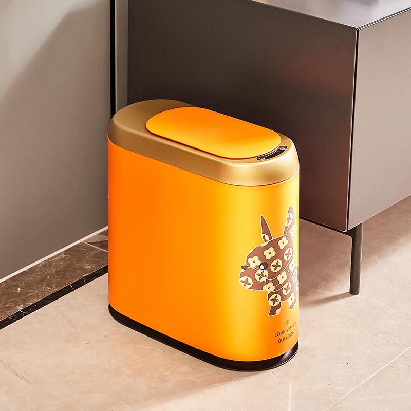 轻奢智能感应垃圾桶家用卫生间厕所卧室客K厅带盖电动自动夹缝纸