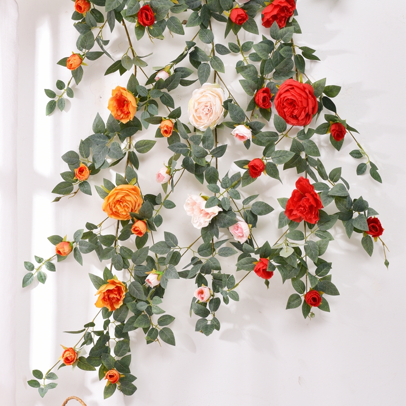 假花装饰藤条仿真玫瑰花藤蔓空调管道装饰缠绕遮挡植物室内壁挂花