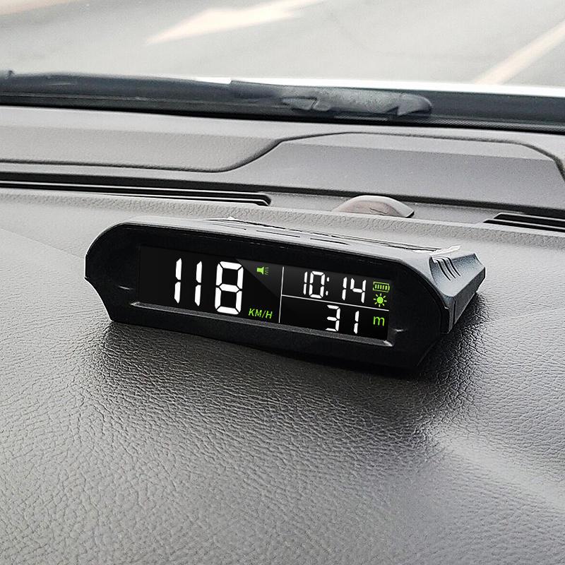 太阳能车载HUD无线充电GPS车速海拔时间汽车通用抬头显示器自唤醒