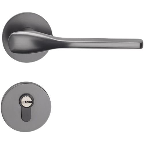 灰色门锁室内家用两件式门锁简约卧室门把手木门锁具磁吸静音房门