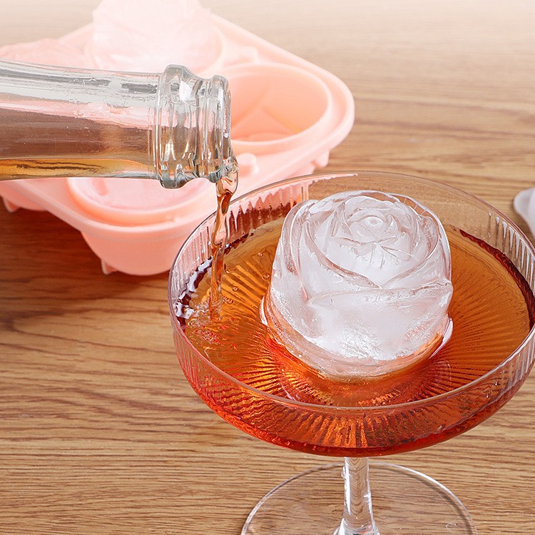 玫瑰花冻冰块模具食品级硅胶冰格冰盒威士忌冰球模磨具制冰器家用