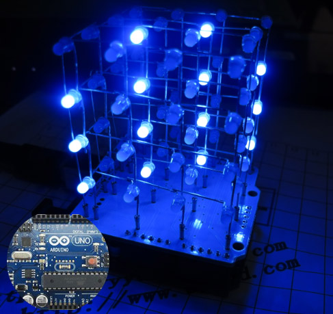 CUBE4 3D LED 444光立方 兼容ARDUINO驱动光立方 光魔方 模块散件