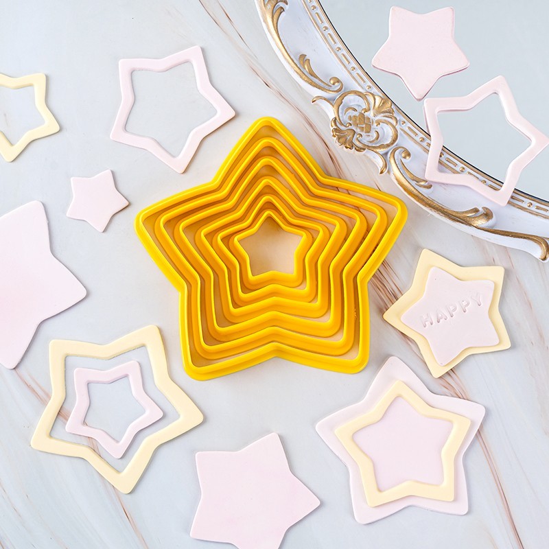 五角星造型翻糖切模蛋糕装饰摆件星星立体印花饼干压模工具模具