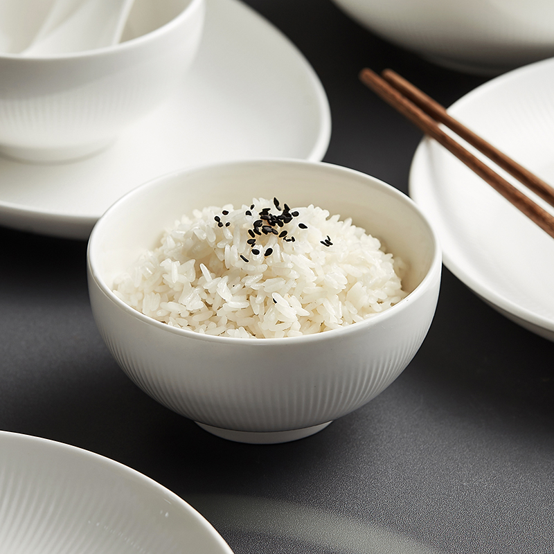 米饭碗家用餐具陶瓷北欧吃饭好看的碗高颜值白色8寸小面汤碗大碗