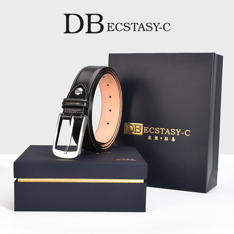 DBECSTASYC皮带男真皮奢侈品品牌礼盒装生日礼礼物进口纯牛皮腰带