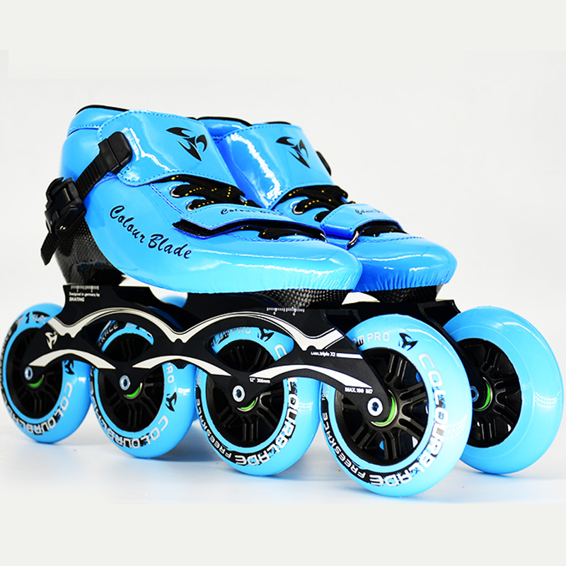 速滑轮滑鞋儿童专业速滑竞速速度直排大轮旱冰鞋高端碳纤维溜冰鞋