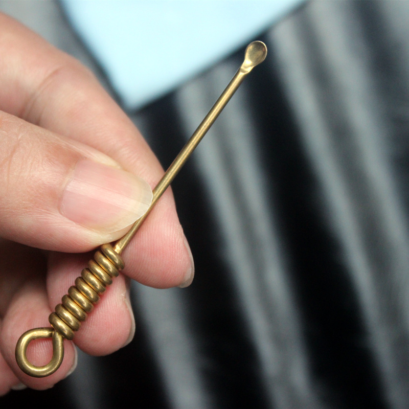 黄铜挖耳勺挖耳朵神器纯铜手工铜掏耳勺老式成人钥匙扣掏耳朵工具