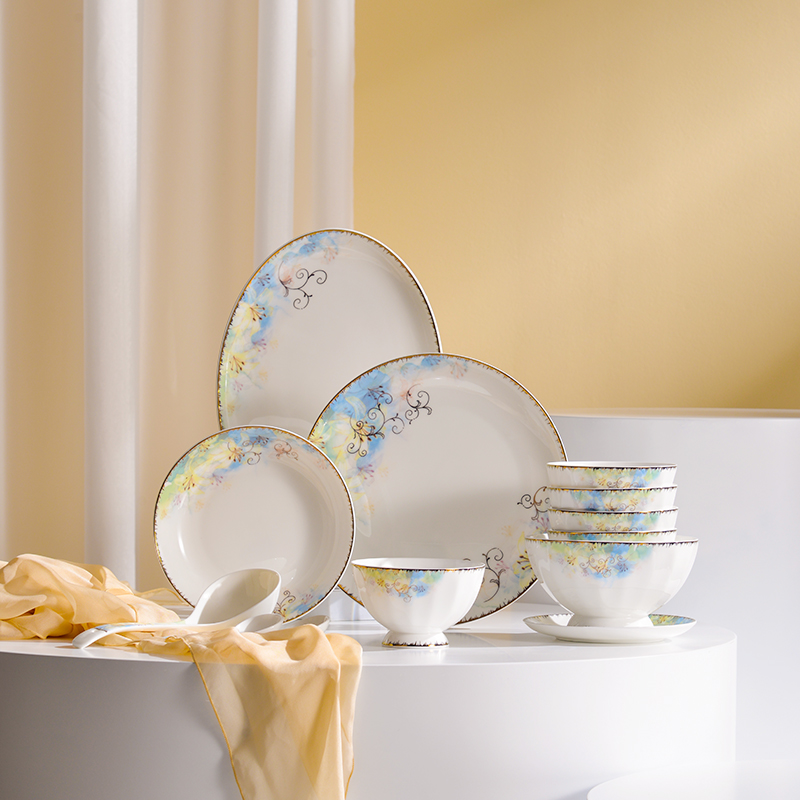 隆昌唐山骨瓷餐具高端饭碗家用 碗碟套装瓷碗泡面碗4.5英寸微波碗