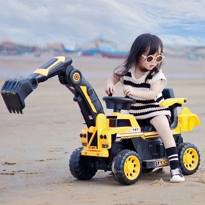 422儿童挖掘机玩具车挖坐人工程车电遥控男可女孩玩具土机拖动拉