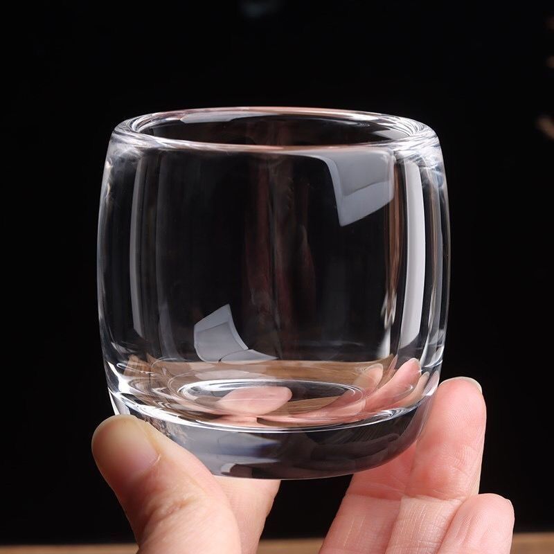 水晶玻璃杯纯天然玻璃茶杯不烫手个人专用加厚杯养生无铅中式茶杯
