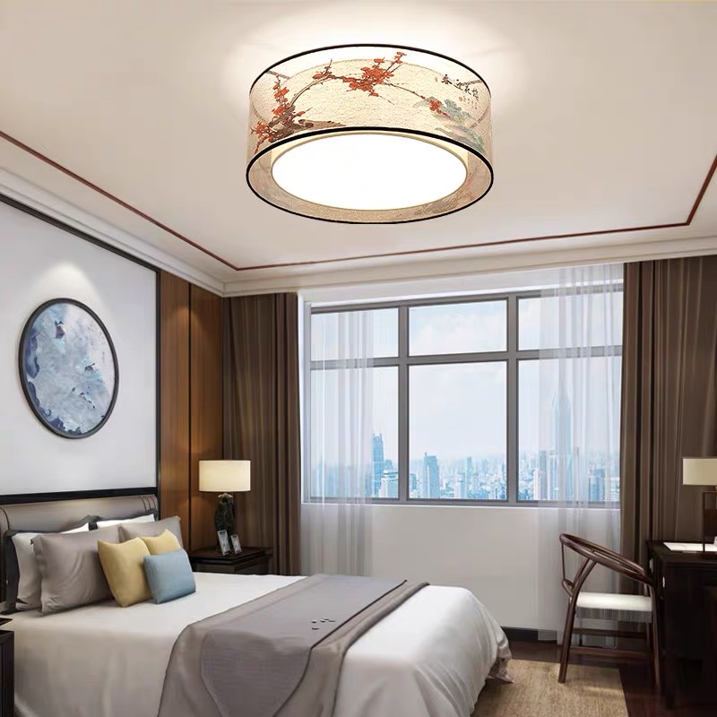 新中式吸顶灯LED中国风温馨荷塘美景客厅卧室客房书房酒店灯罩灯