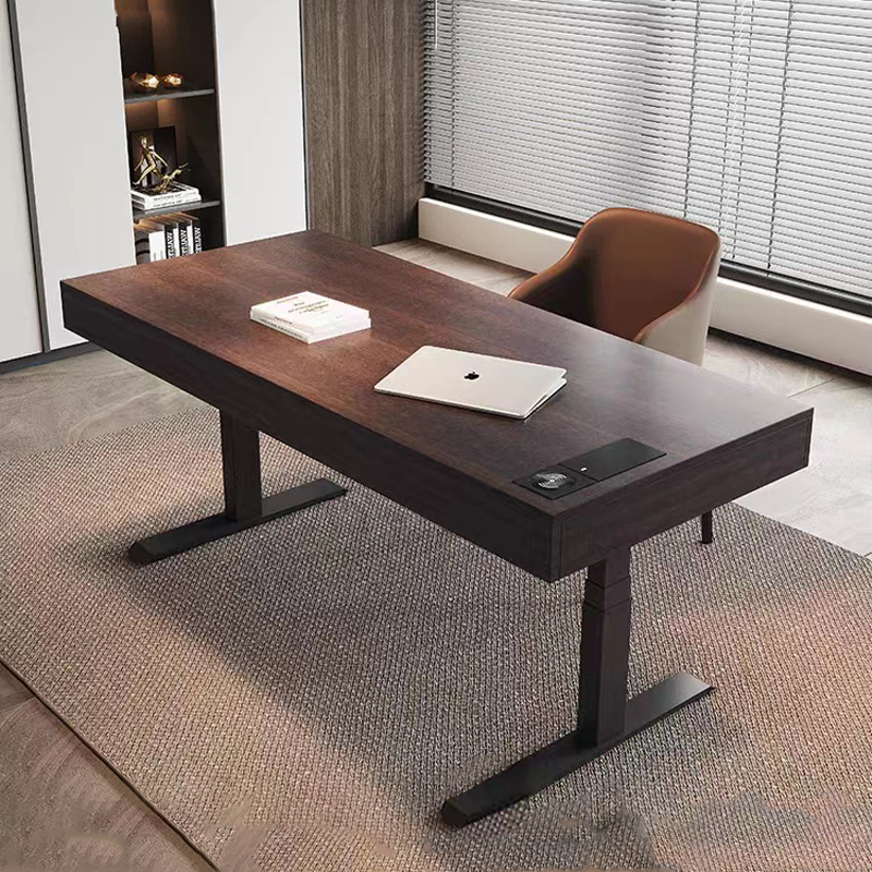 现代电动升降书桌实木书房智能工作台双人客厅电脑桌轻奢写字桌子