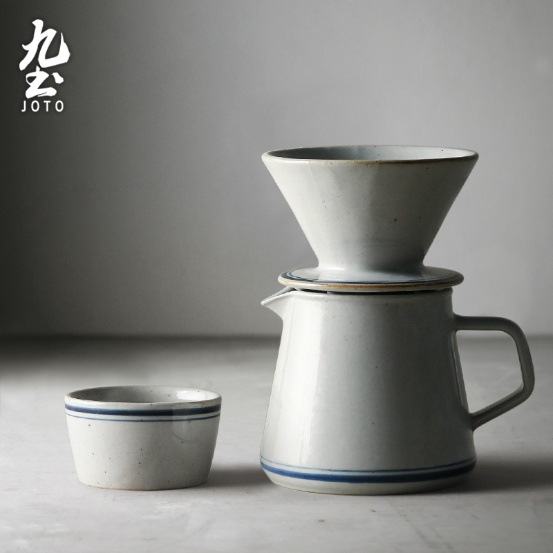 日式手冲咖啡滤杯滴漏式滤纸杯V60家用手冲杯3件套陶瓷咖啡杯套装