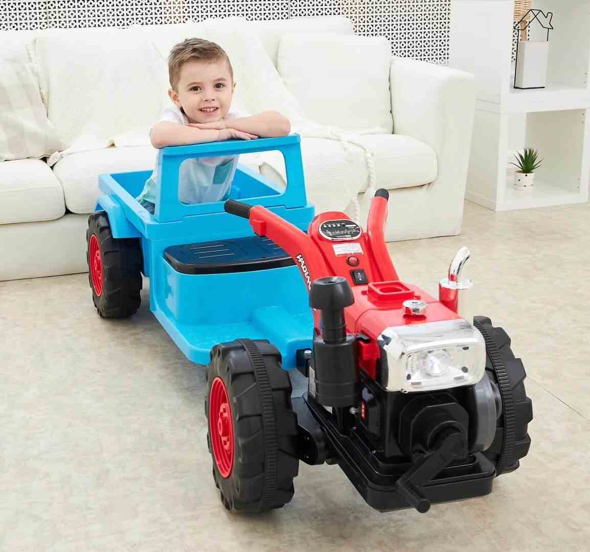 童手扶拖拉机男女电动玩具车可坐大人超大号网红四轮汽带斗双驱儿