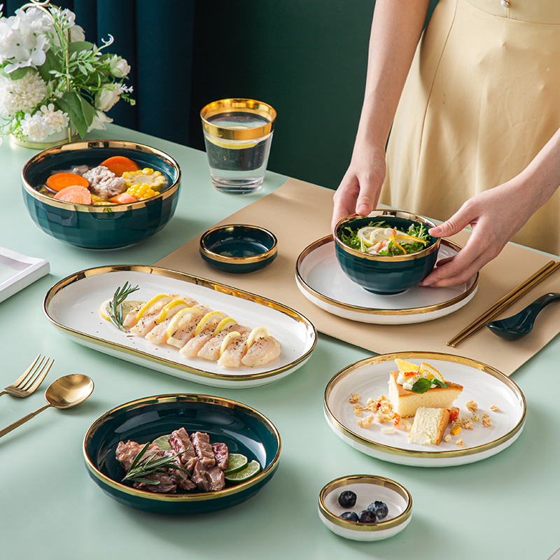 陶瓷碗碟套装家用碗筷组合精致盘子碗一人食饭碗好看高档碗盘餐具