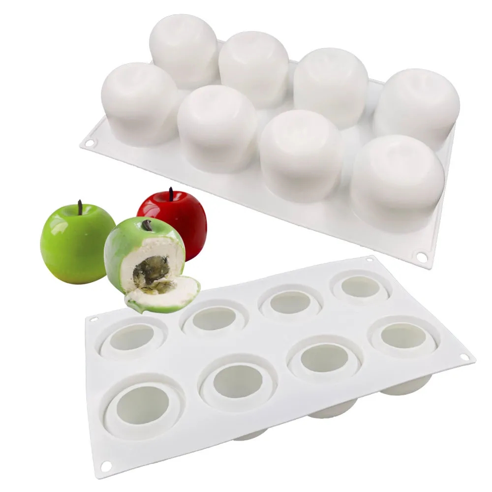 8连15连立体苹果慕斯硅胶模具圣诞节平安夜创意平安果模烘焙磨具