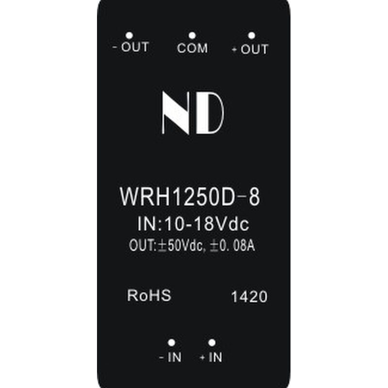 WRH1250D-8升压双路输出隔离变换器 DC-DC电源模块12V升压正负50V
